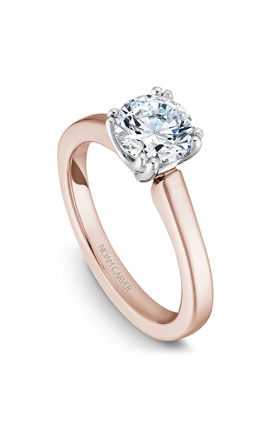 18K Rose Gold and 18K White Gold Solitaire Round Engagement Ring