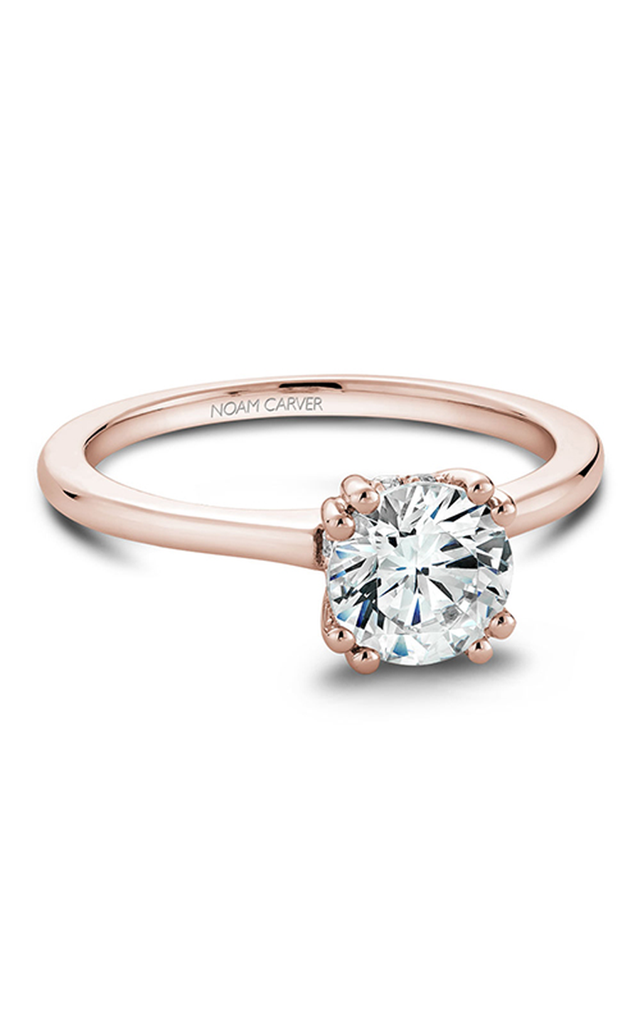 18K Rose Gold and 18K White Gold Solitaire Round Engagement Ring