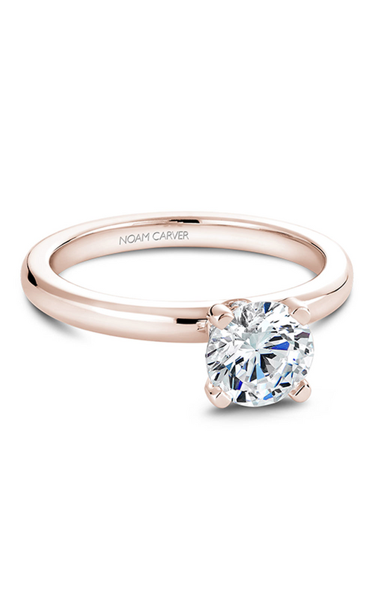 18K Rose Gold Solitaire Round Engagement Ring