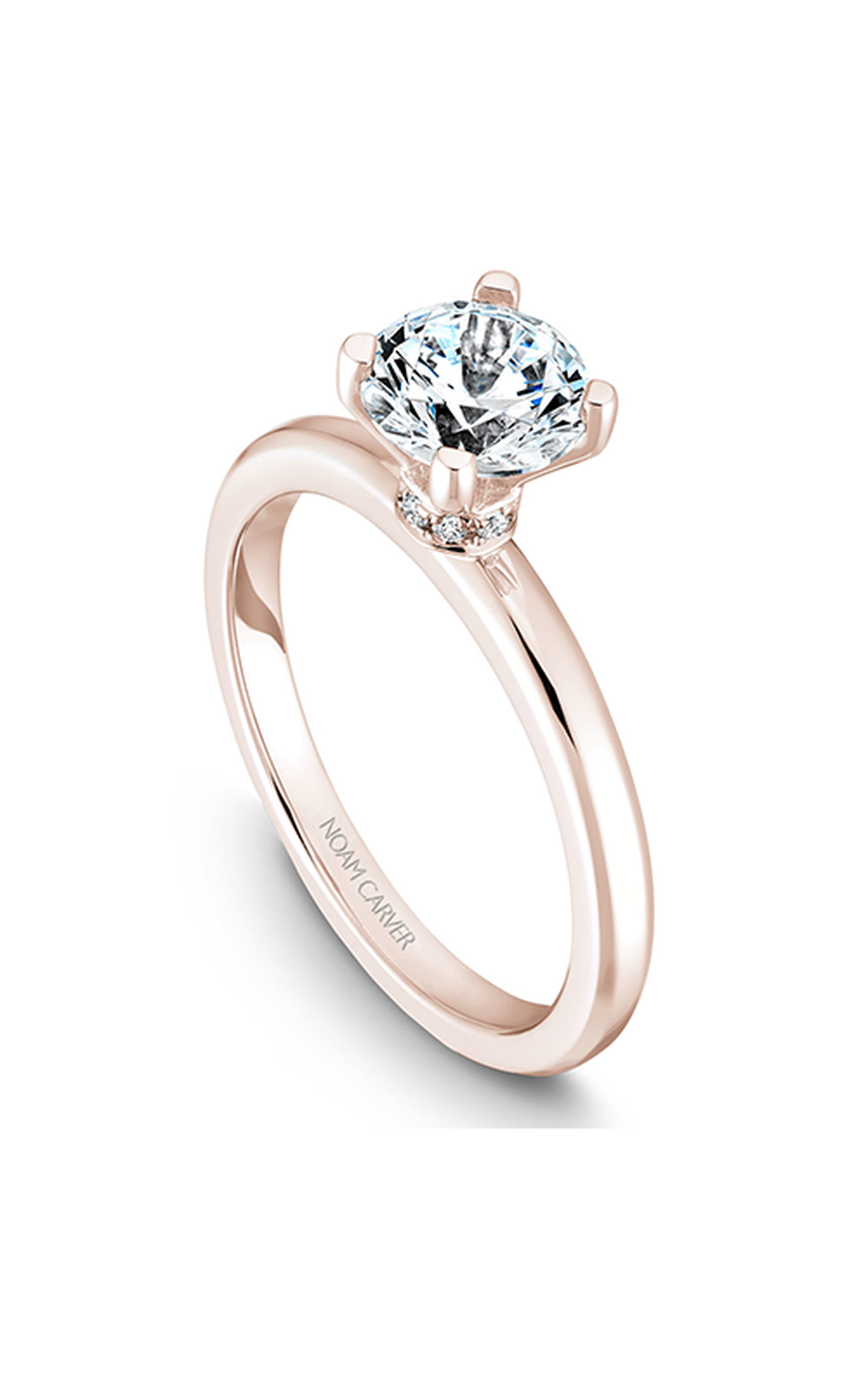 18K Rose Gold Solitaire Round Engagement Ring