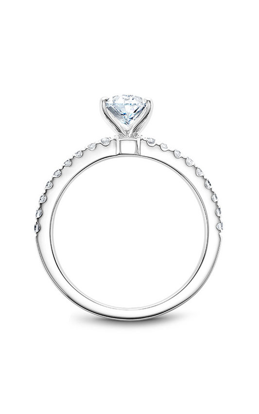 18K White Gold Solitaire Sidestone Oval Engagement Ring