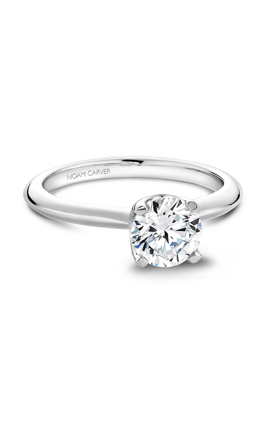 18K White Gold Solitaire Round Engagement Ring
