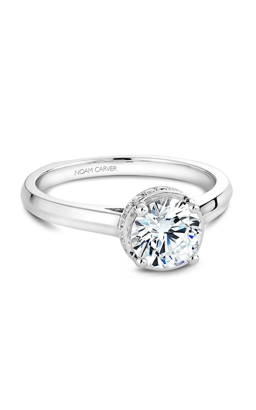 18K White Gold Solitaire Round Engagement Ring