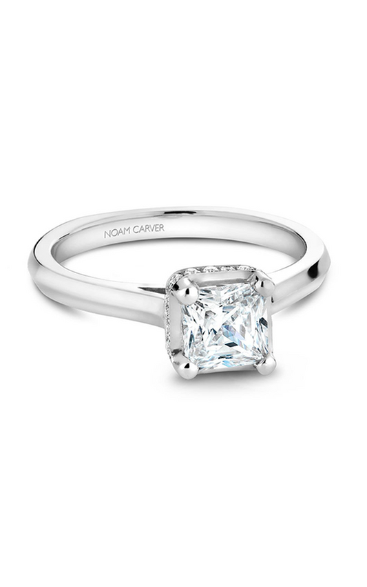18K White Gold Solitaire Princess Engagement Ring