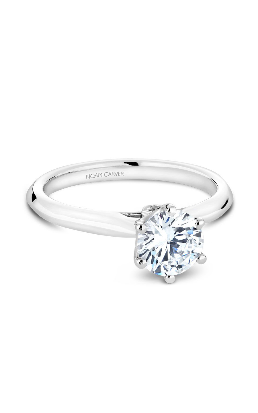 18K White Gold Solitaire Round Engagement Ring
