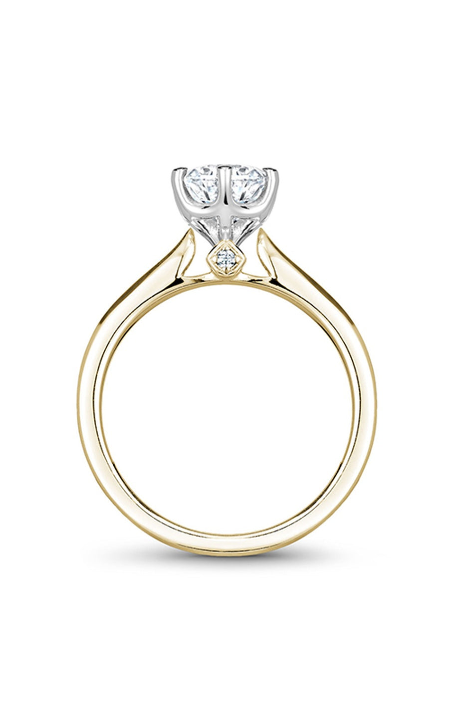 18K White Gold and 18K Yellow Gold Solitaire Round Engagement Ring