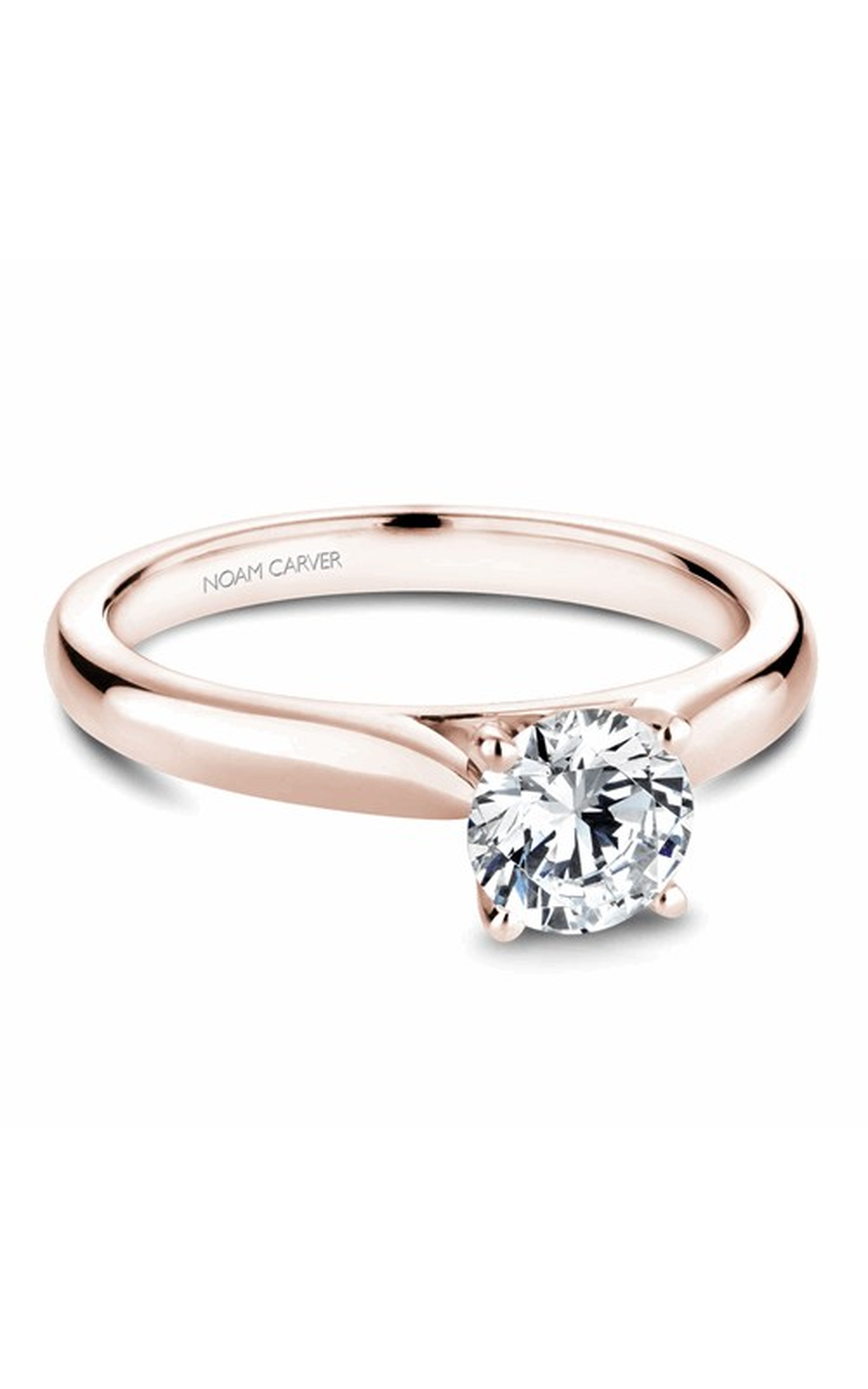 18K Rose Gold Solitaire Round Engagement Ring