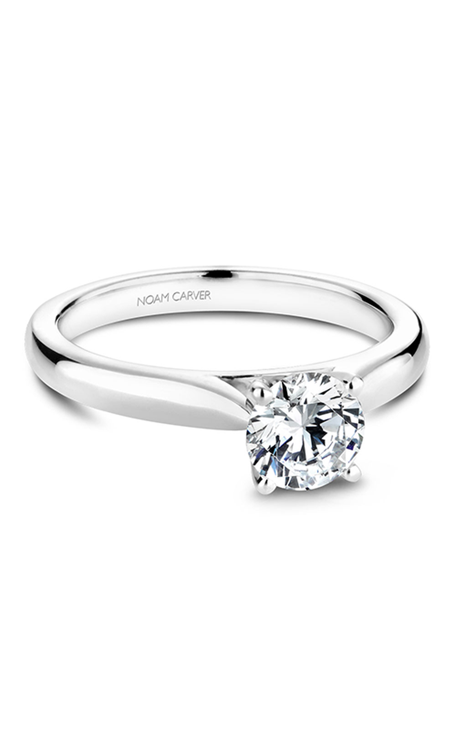 18K White Gold Solitaire Round Engagement Ring