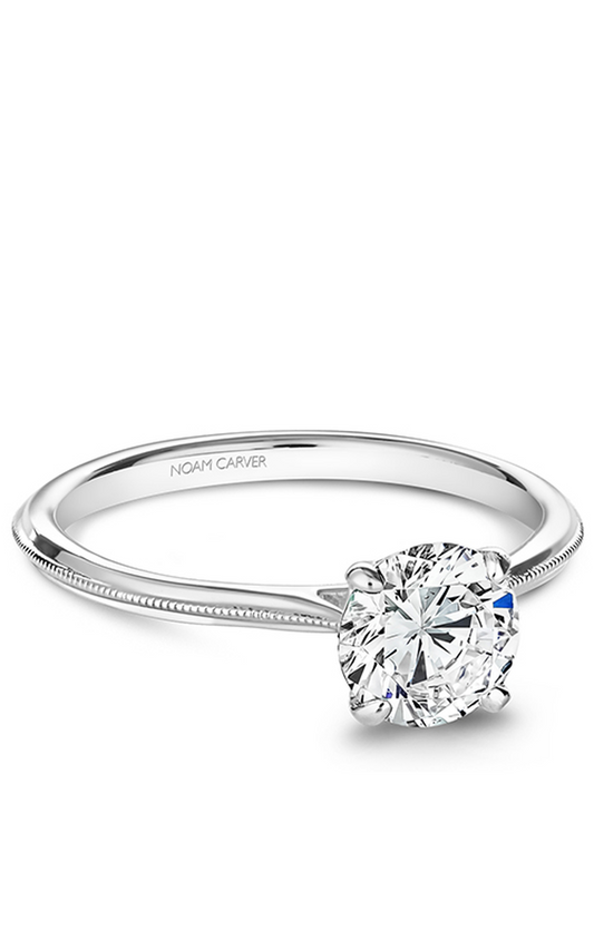 18K White Gold Solitaire Round Engagement Ring
