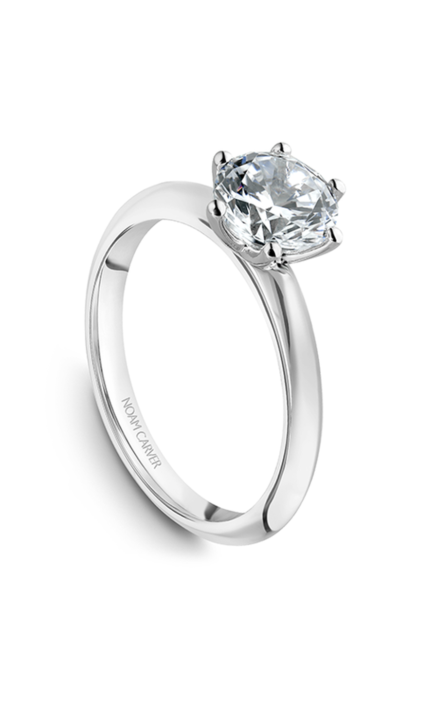 18K White Gold Solitaire Round Engagement Ring