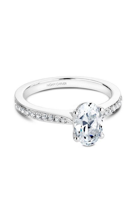 Platinum Solitaire Sidestone Oval Engagement Ring
