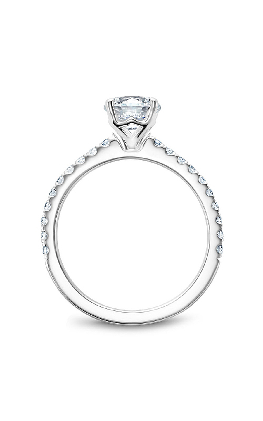 Platinum Solitaire Sidestone Round Engagement Ring