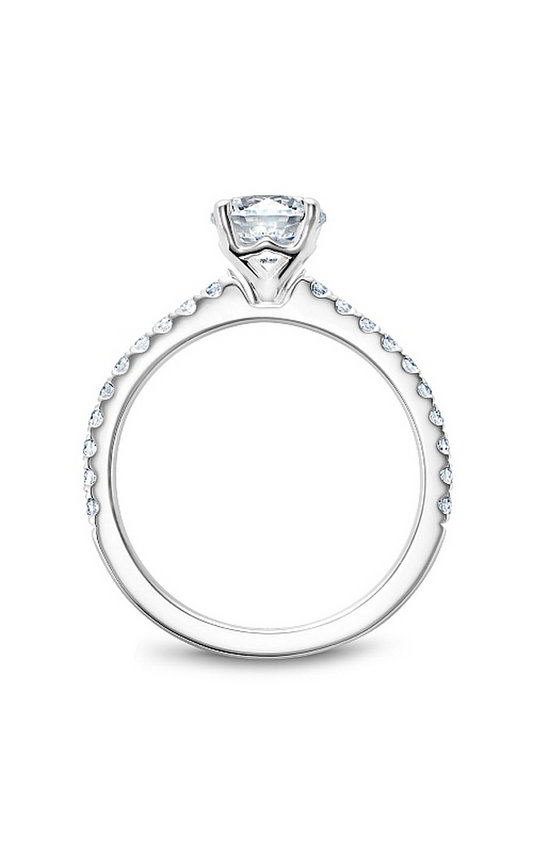 Platinum Solitaire Sidestone Round Engagement Ring
