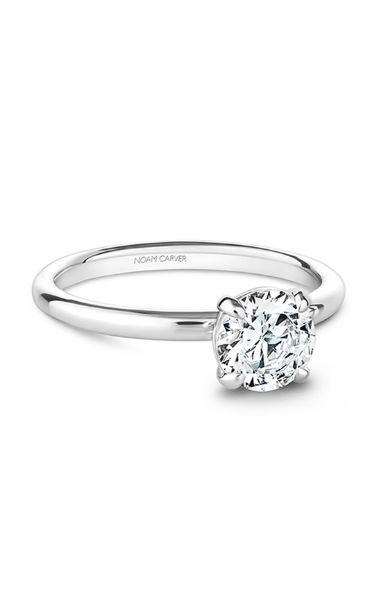 14K White Gold Solitaire Round Engagement Ring