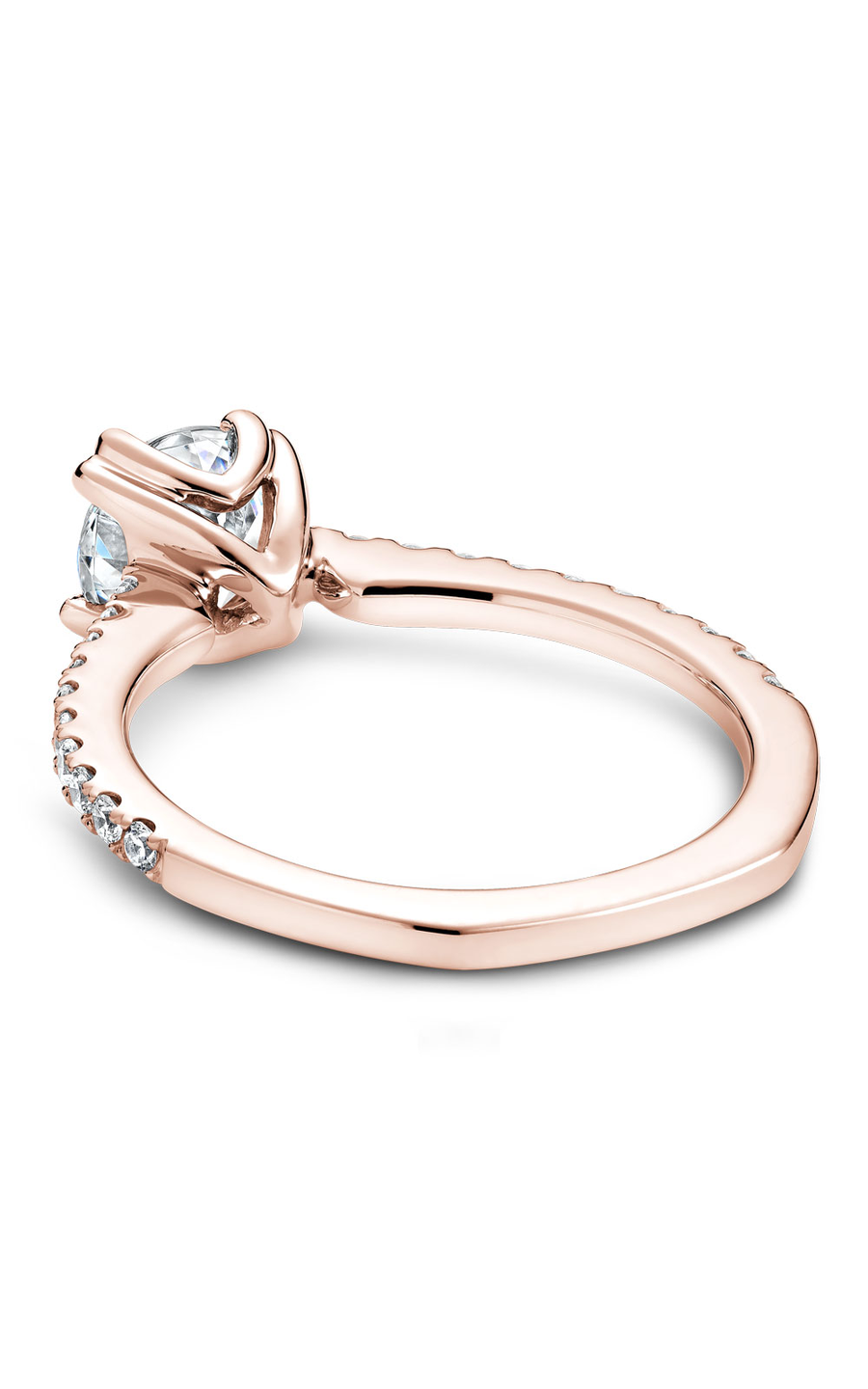 14K Rose Gold Solitaire Sidestone Round Engagement Ring