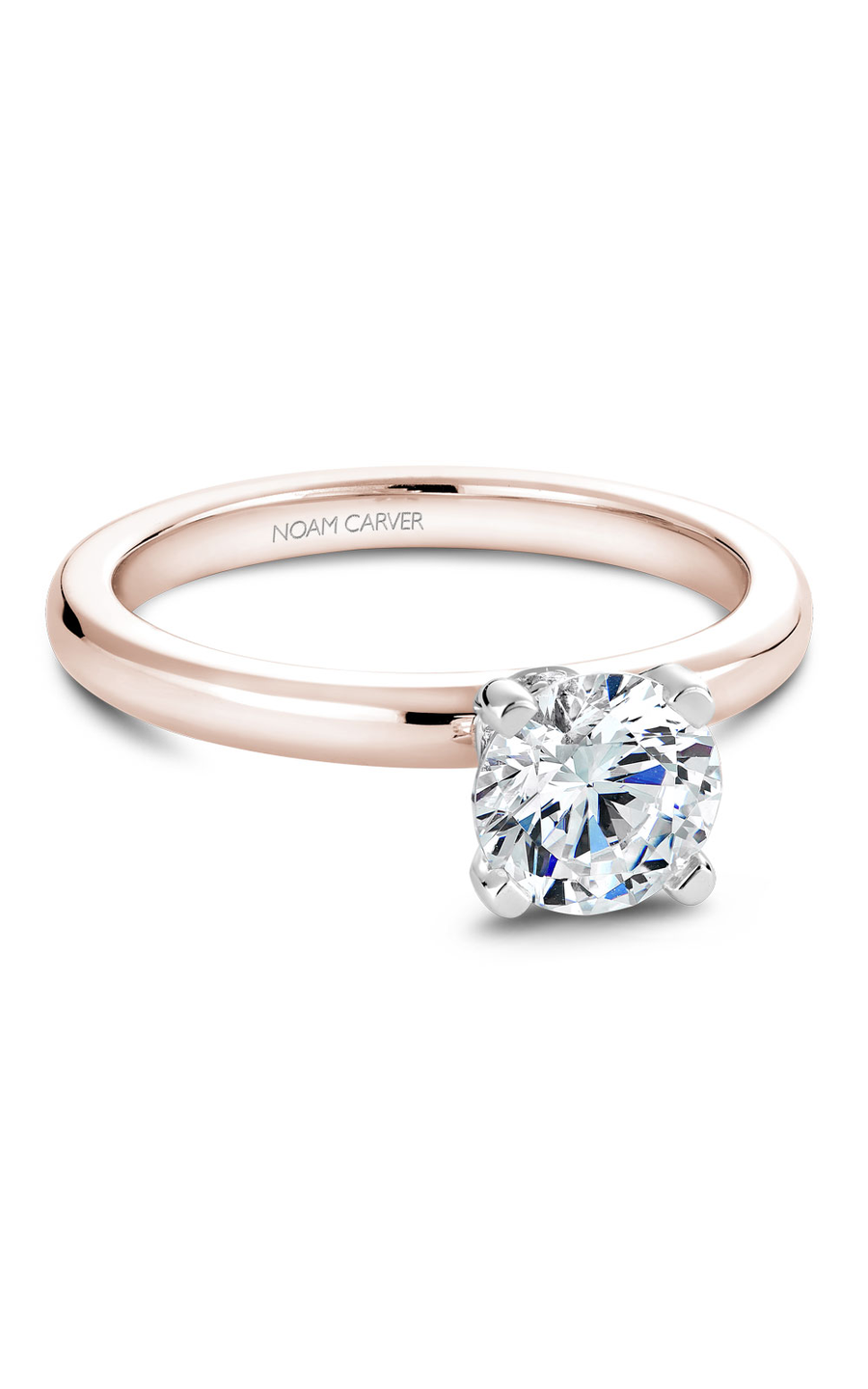 18K Rose Gold and 18K White Gold Solitaire Round Engagement Ring