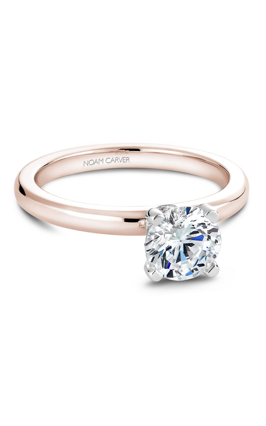 18K Rose Gold and 18K White Gold Solitaire Round Engagement Ring