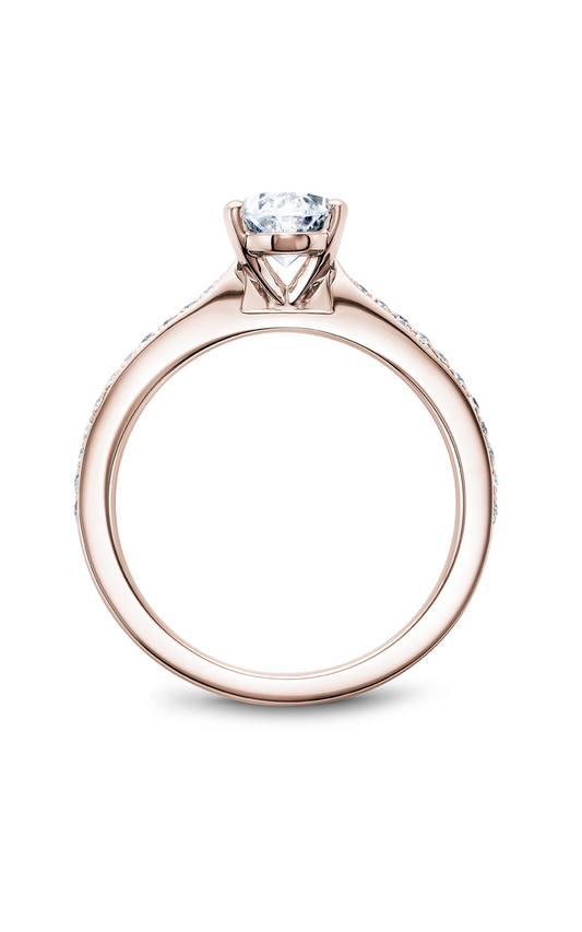 18K Rose Gold Solitaire Sidestone Oval Engagement Ring