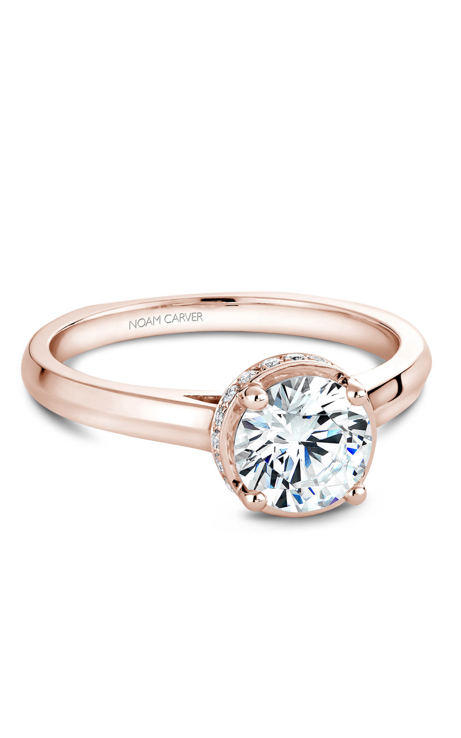 18K Rose Gold Solitaire Round Engagement Ring