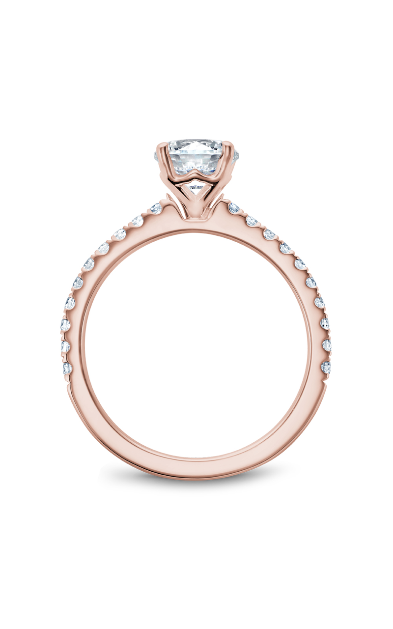 18K Rose Gold Solitaire Sidestone Round Engagement Ring