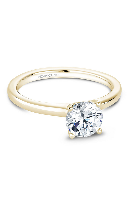 18K Yellow Gold Solitaire Round Engagement Ring