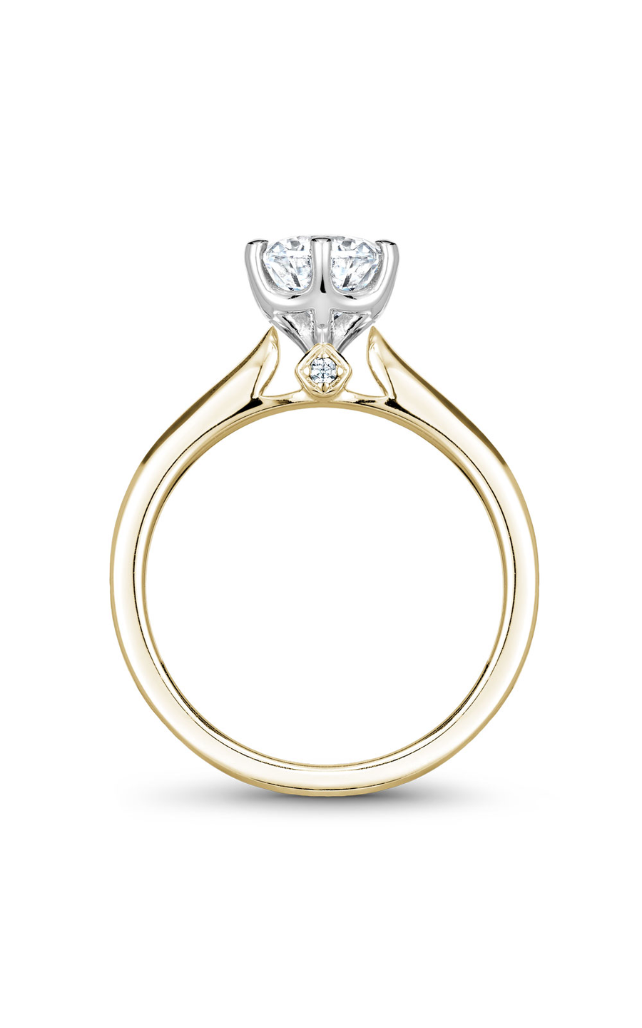 18K White Gold and 18K Yellow Gold Solitaire Round Engagement Ring