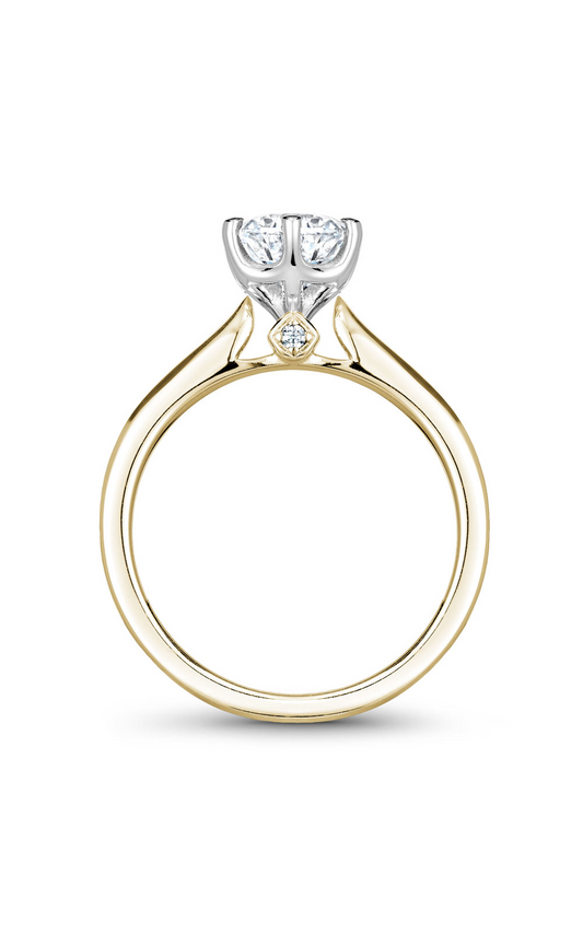 18K White Gold and 18K Yellow Gold Solitaire Round Engagement Ring