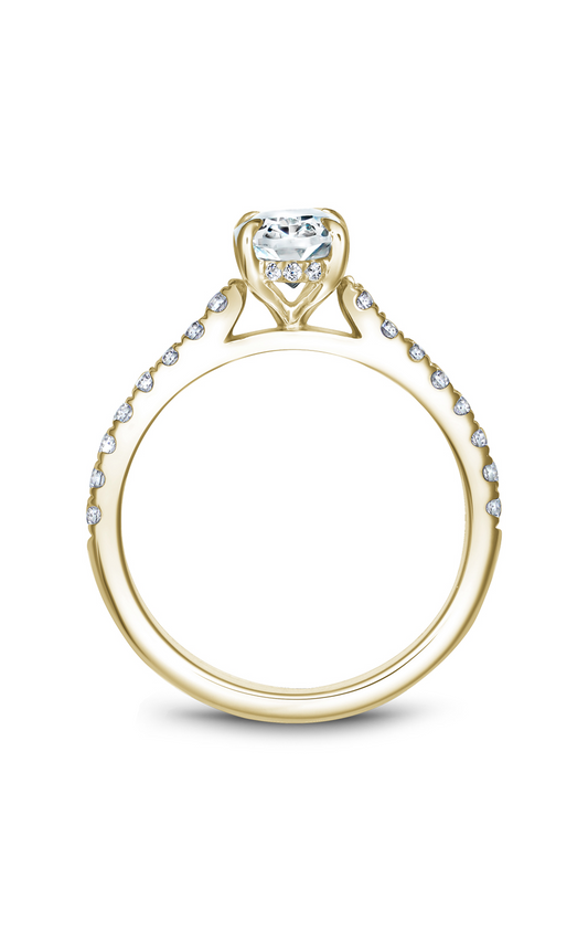 18K Yellow Gold Solitaire Sidestone Oval Engagement Ring