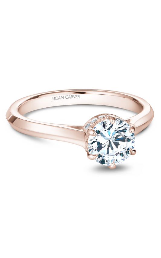 18K Rose Gold Solitaire Round Engagement Ring