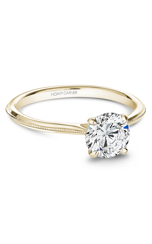 18K Yellow Gold Solitaire Round Engagement Ring