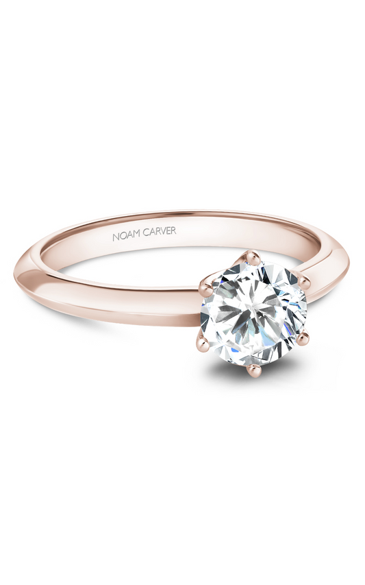 18K Rose Gold Solitaire Round Engagement Ring