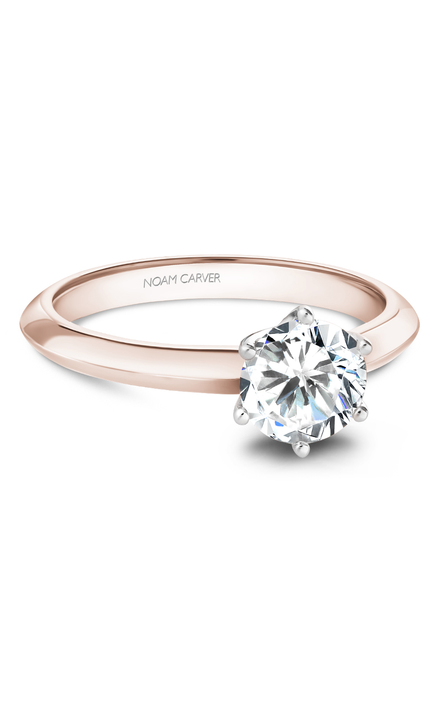 14K Rose Gold and 14K White Gold Solitaire Round Engagement Ring