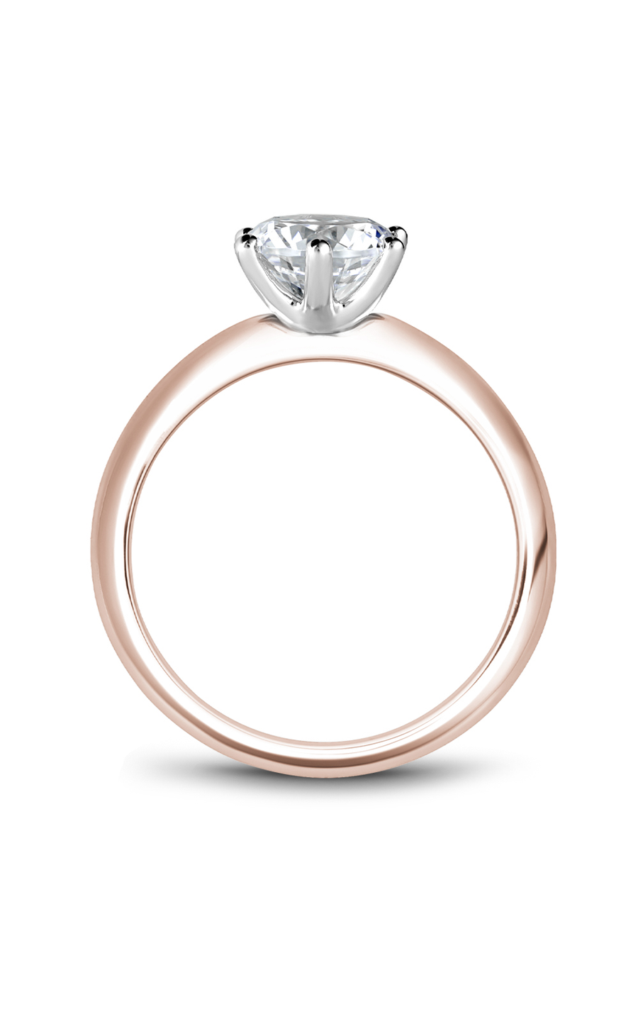 18K Rose Gold and 18K White Gold Solitaire Round Engagement Ring