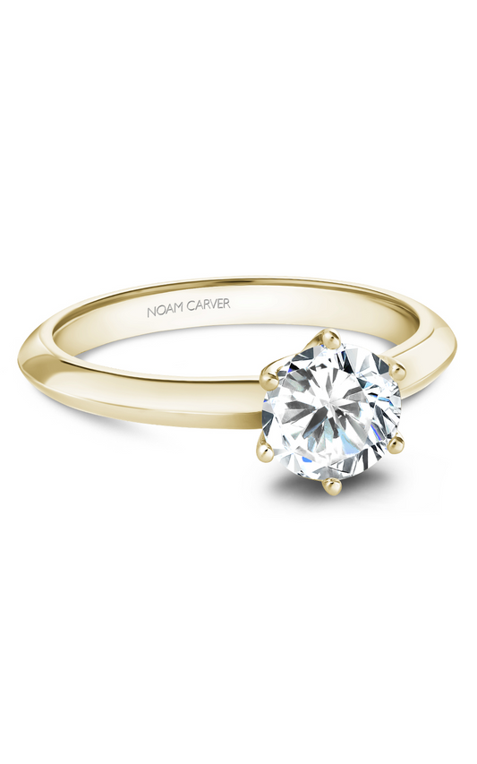 14K Yellow Gold Solitaire Round Engagement Ring