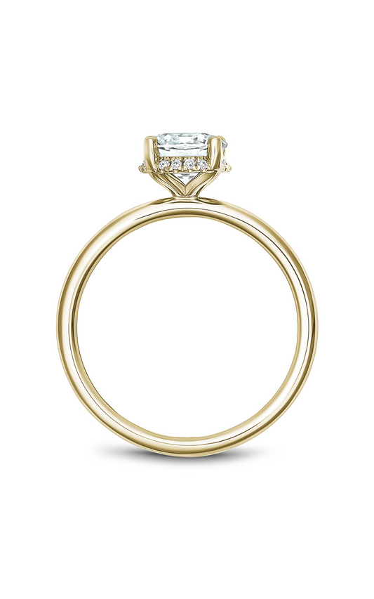 14K Yellow Gold Solitaire Halo Round Engagement Ring