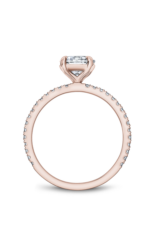 18K Rose Gold Solitaire Sidestone Round Engagement Ring