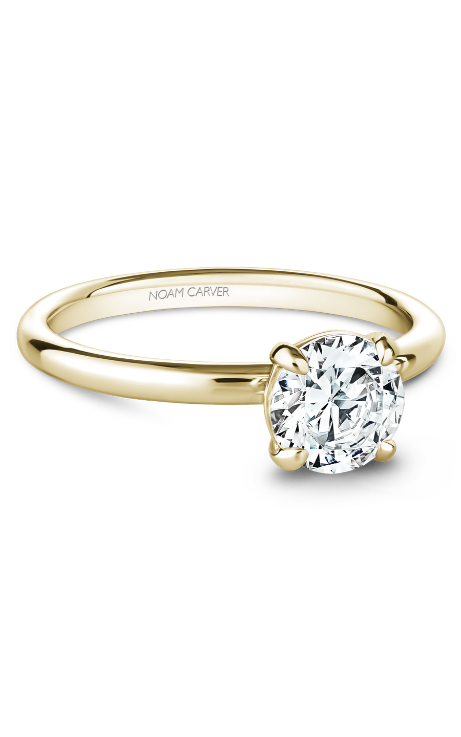 18K Yellow Gold Solitaire Round Engagement Ring