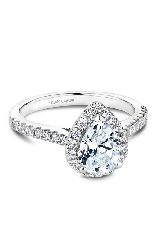 14K White Gold Halo Pear Engagement Ring