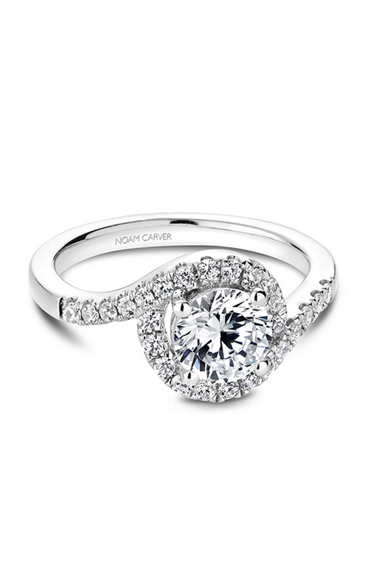 14K White Gold Halo Round Engagement Ring