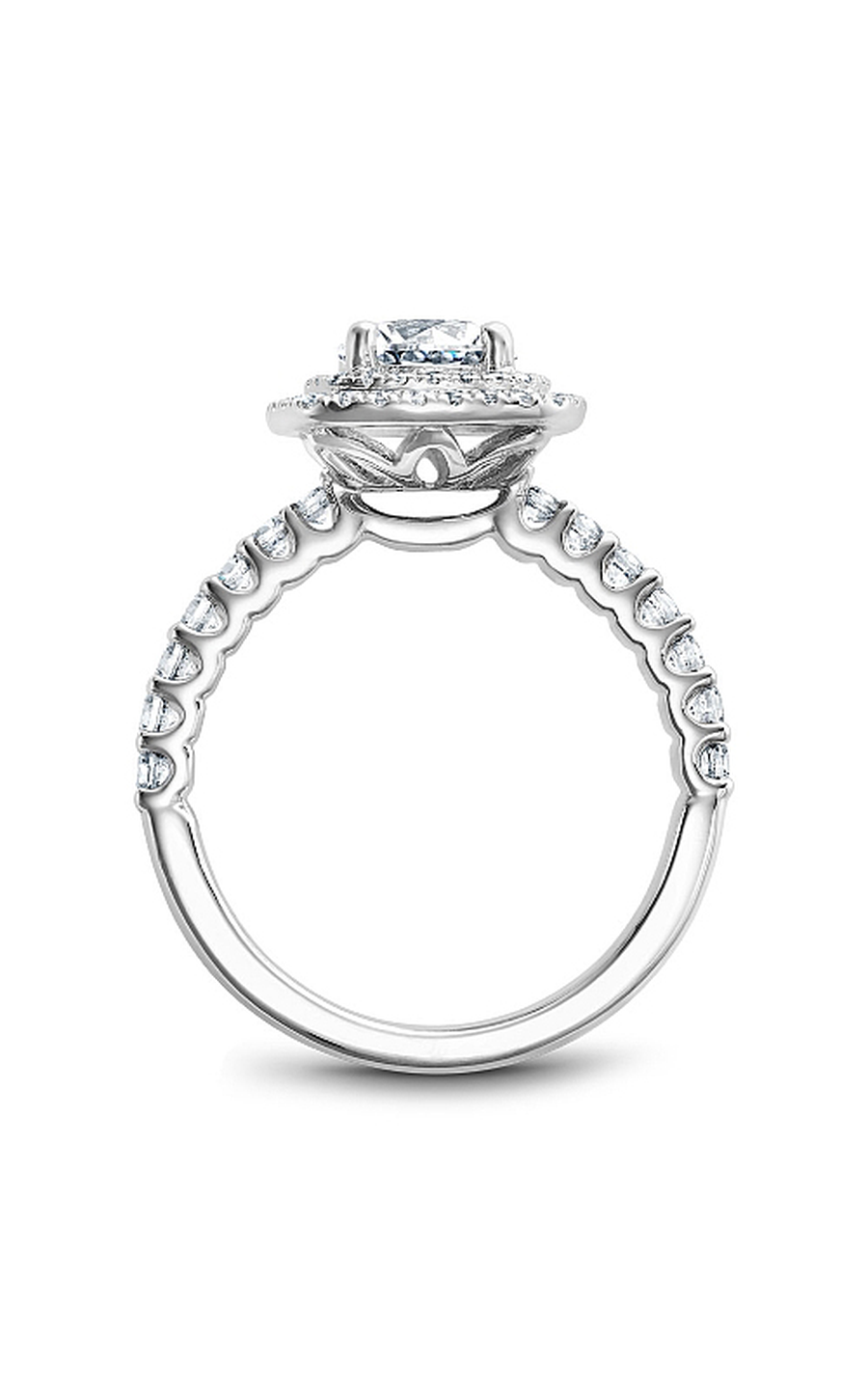 14K White Gold Halo Round Engagement Ring