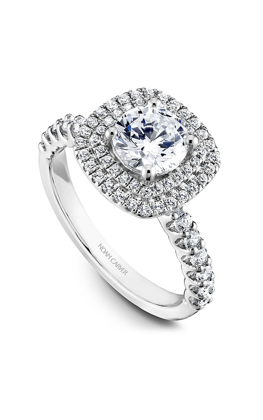 14K White Gold Halo Round Engagement Ring