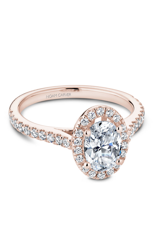 14K Rose Gold Halo Oval Engagement Ring