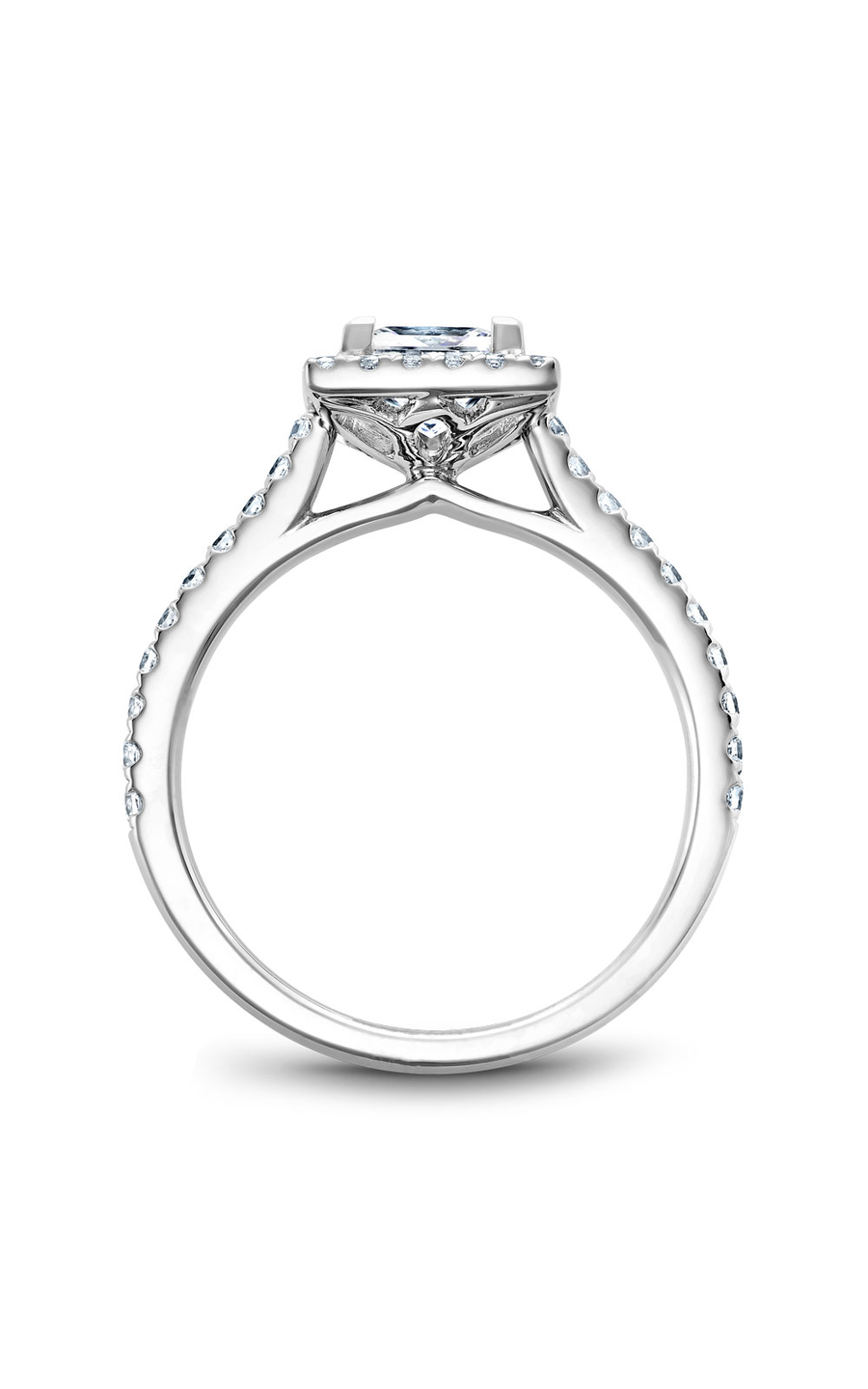 14K White Gold Halo Princess Engagement Ring