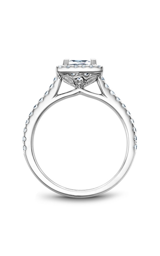 14K White Gold Halo Princess Engagement Ring