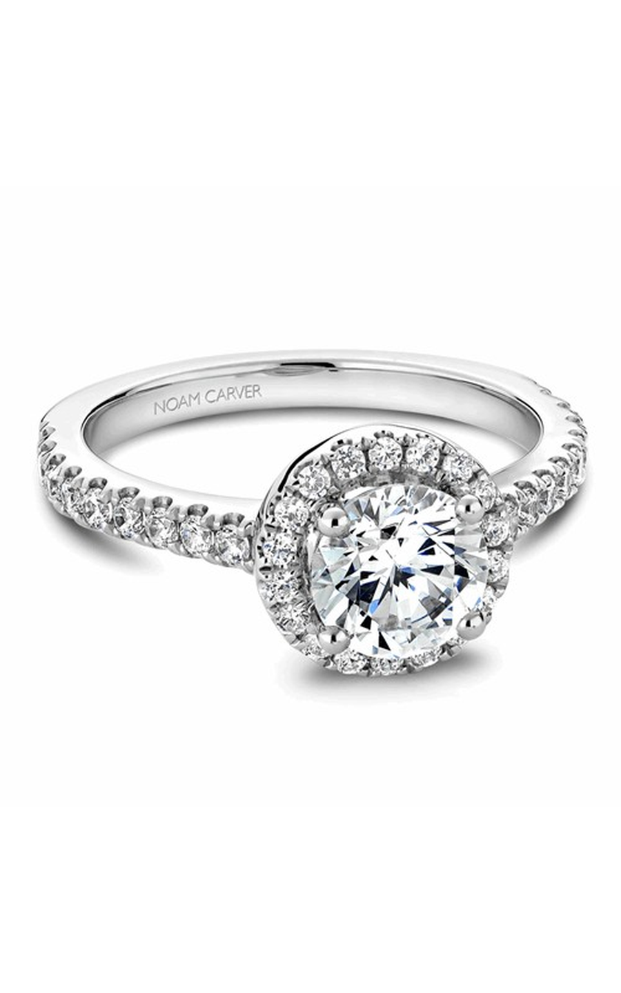 14K White Gold Halo Round Engagement Ring