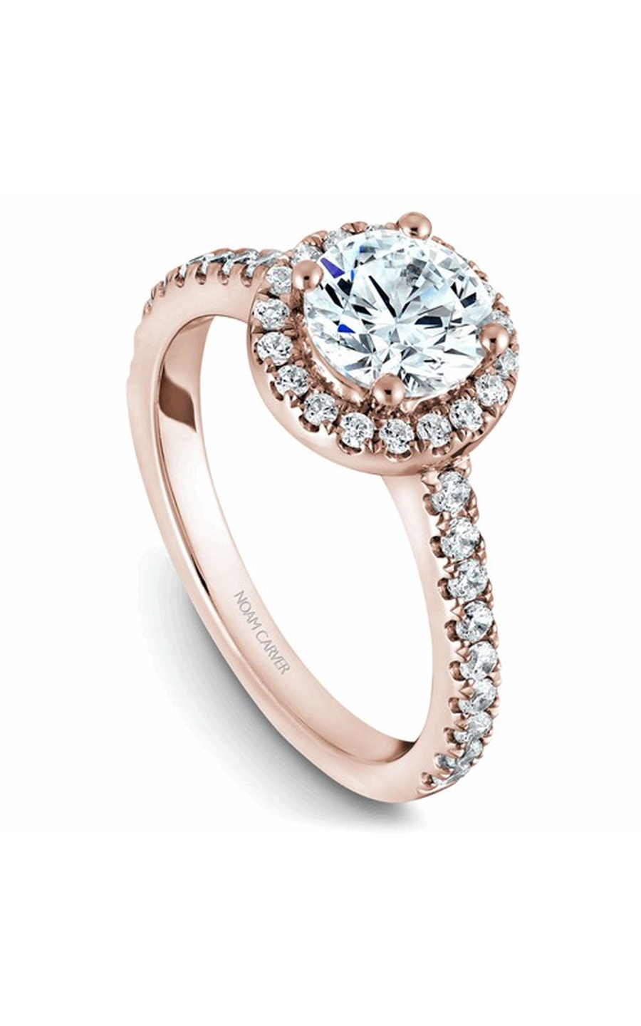 14K Rose Gold Halo Round Engagement Ring
