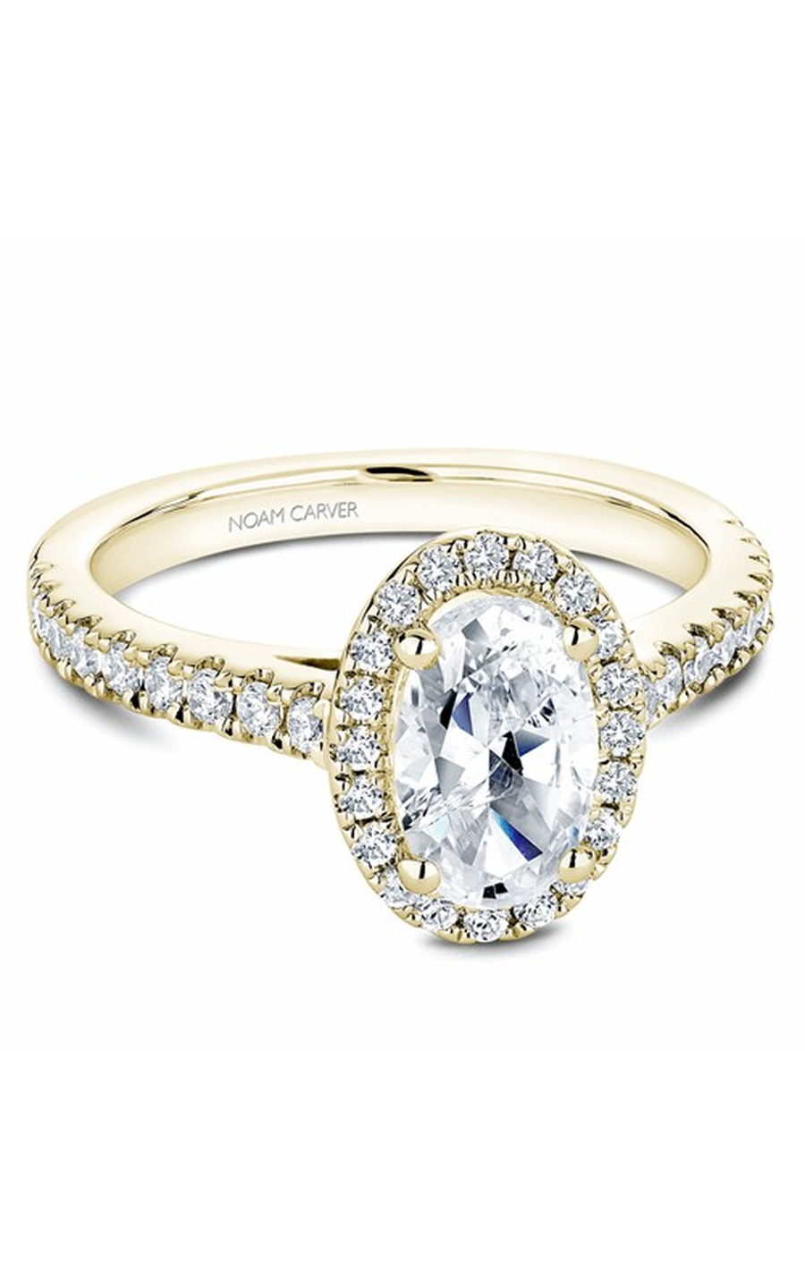 14K Yellow Gold Halo Oval Engagement Ring