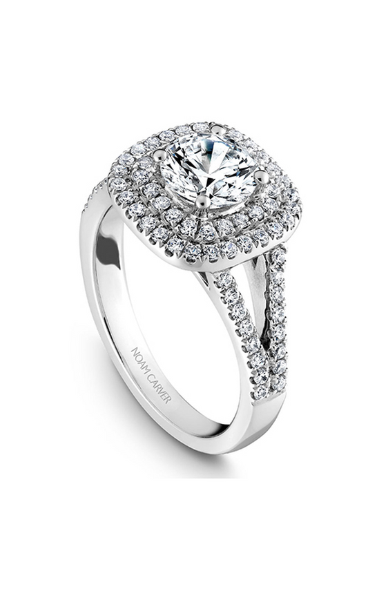 14K White Gold Halo Round Engagement Ring