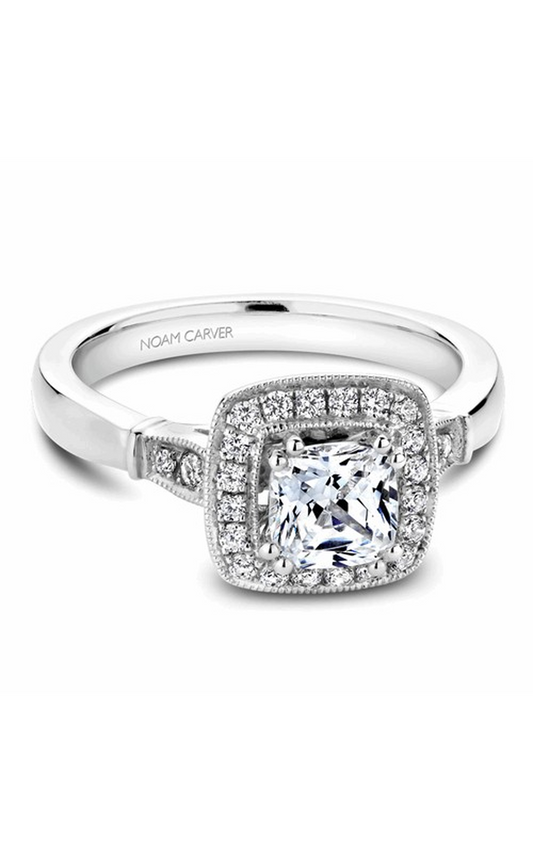 14K Rose Gold and 14K White Gold Halo Cushion Engagement Ring