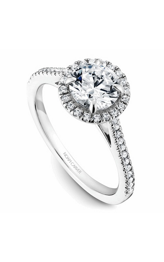 14K White Gold Halo Round Engagement Ring